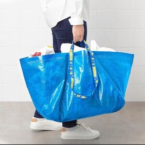 IKEA FRAKTA Four (4) Large Blue Moving Shopping Laundry Storage Tote Bags